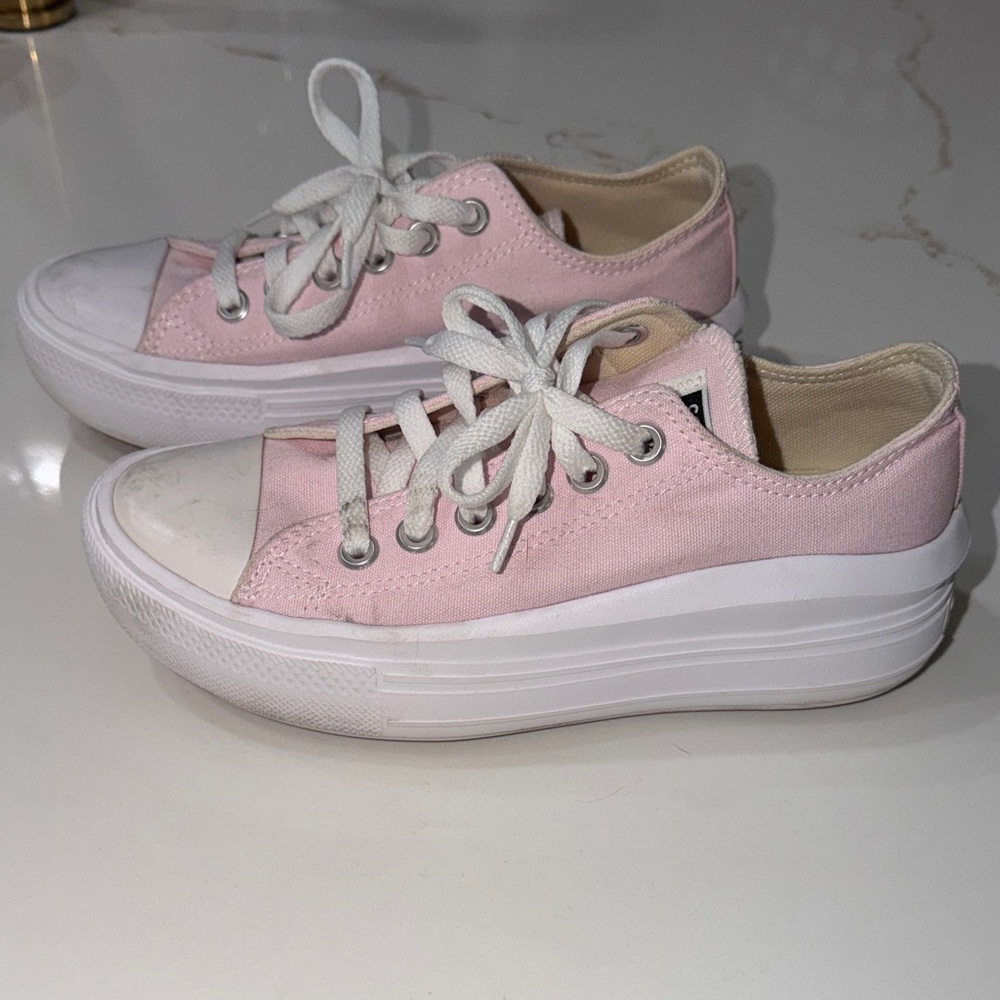 Converse Pink Low-Top Platform Sneakers with White Sole